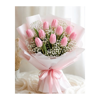 10 stalks pink tulip bouquet $128